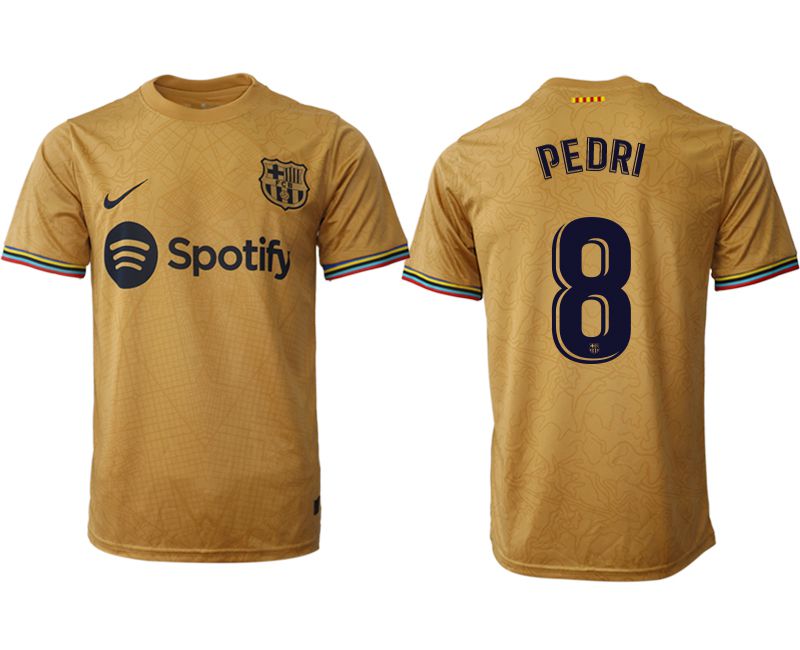 Men 2022-2023 Club Barcelona away aaa version yellow #8 Soccer Jerseys